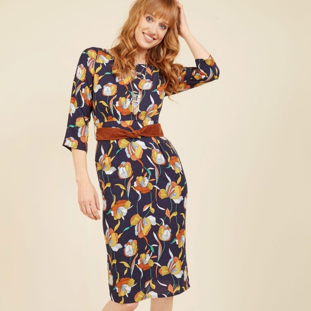 Modcloth Sentimental Sophisticate midi tulip dress